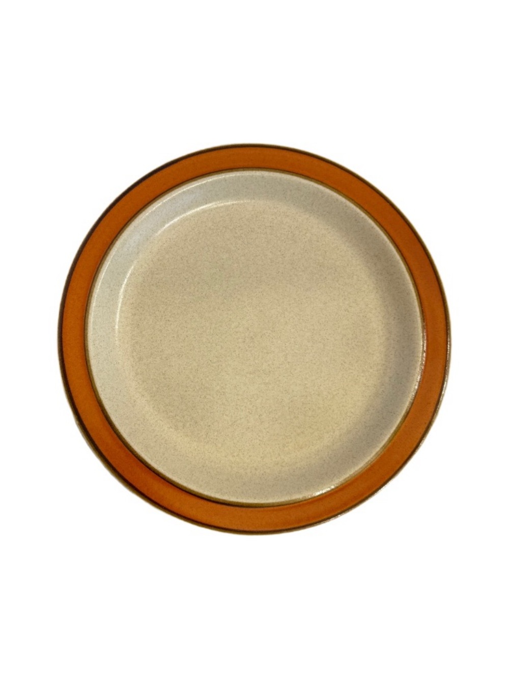 Lot of 3 Sears Sahara Orange Rim Dinner Plates 10 3/4" Discontinued Stoneware